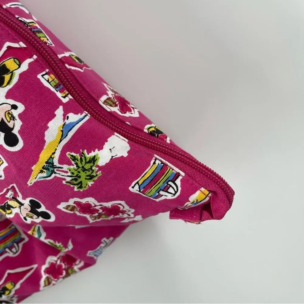 DISNEY STORE Beach Towel with Attached Bag Tote Minnie Mouse Pink Zipper Travel